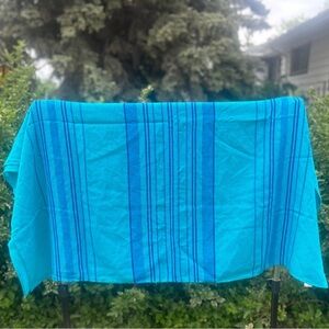 Vintage 60’s Vibrant Blue Striped Acrylic Tablecloth